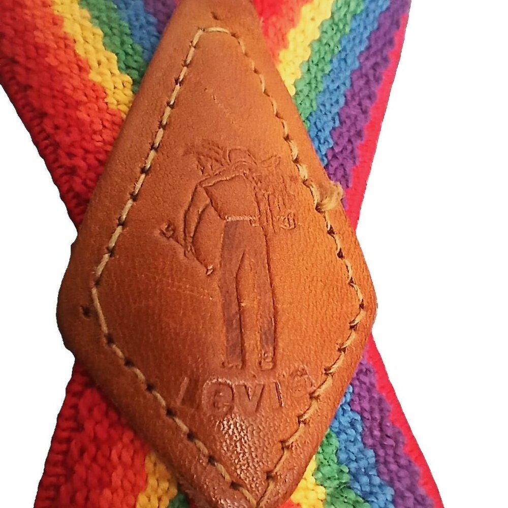 RARE! True Vintage LEVIS Levi's Saddleman logo rainbow suspenders /braces PRIDE